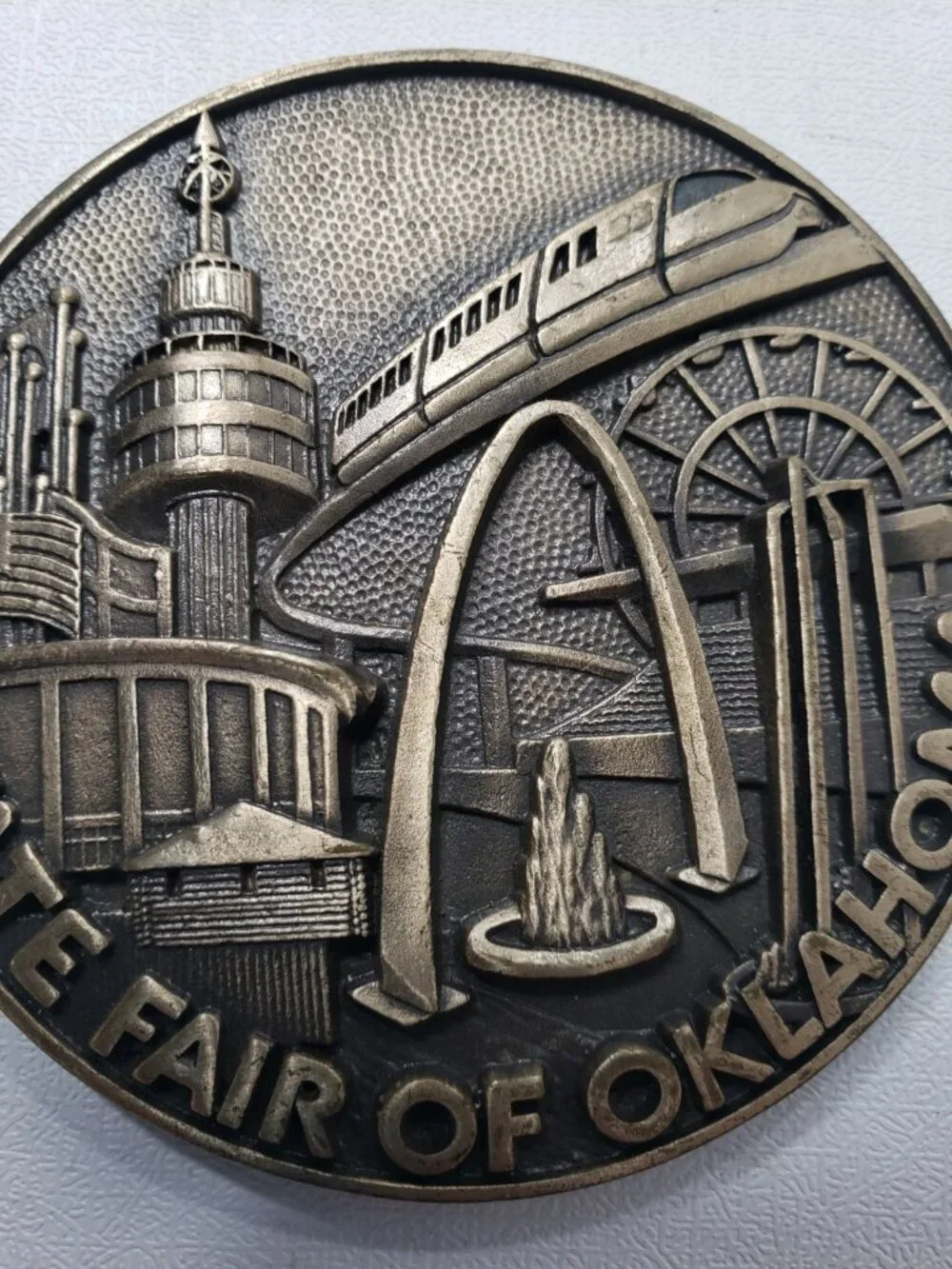 Vintage 85th State Fair of Oklahoma Belt Buckle Brass Tone Souvenir Western